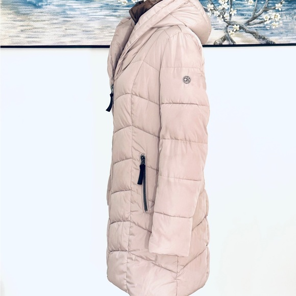 ❄️Calvin Klein Quilted Double-layer Winter Coat w/Hood, Size S, Tan & Brown - Picture 4 of 6